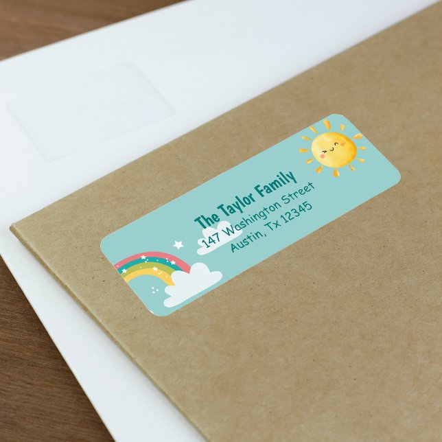 Rainbow Sunny Kids Party Abschluss Rückgabegeräte (Rainbow Sunny Kids Party Graduation Return Addres Label)