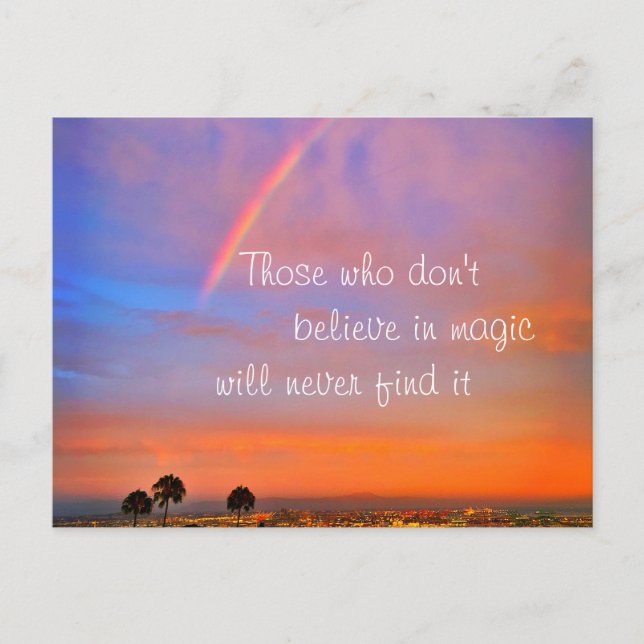 Rainbow Sunset Foto glaubt an Zauberwörterbuch Postkarte (Vorderseite)