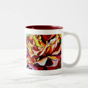 Rainbow Sunset Rosen Aquarell Originale Kunst Zweifarbige Tasse