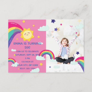 Rainbow Sunshine Fun Geburtstag Einladung