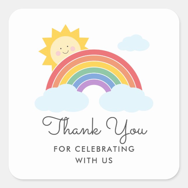 Rainbow Sunshine Gevor Vielen Dank Quadratischer Aufkleber (Vorderseite)