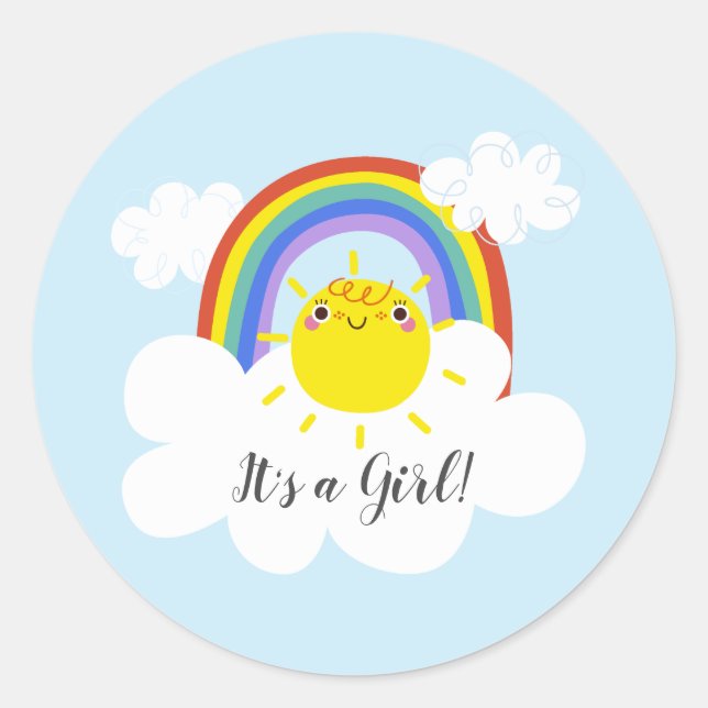 Rainbow Sunshine It'a Girl Gevor Sticker (Vorderseite)