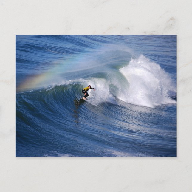 Rainbow sur une carte postale de surfer californie (Devant)