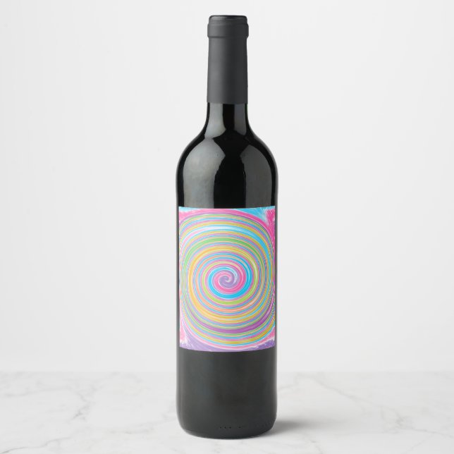 Rainbow-Swirbelmuster Weinetikett (Vorderseite)