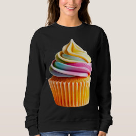Rainbow Swirl Cupcake with Colorful Wrapper Sweatshirt