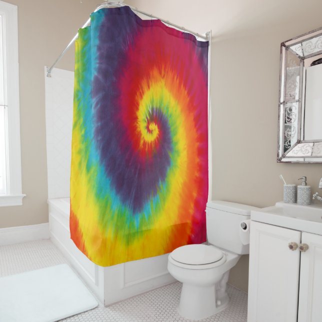 Rainbow Swirl Gefärbte Krawatte Groovy Cool Duschvorhang (Beispiel)