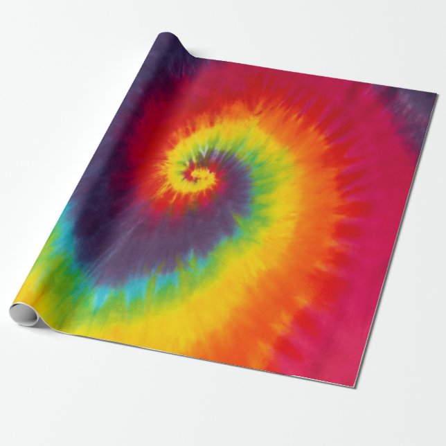 Rainbow Swirl Gefärbte Krawatte Groovy Cool Geschenkpapier (Ungerollt)