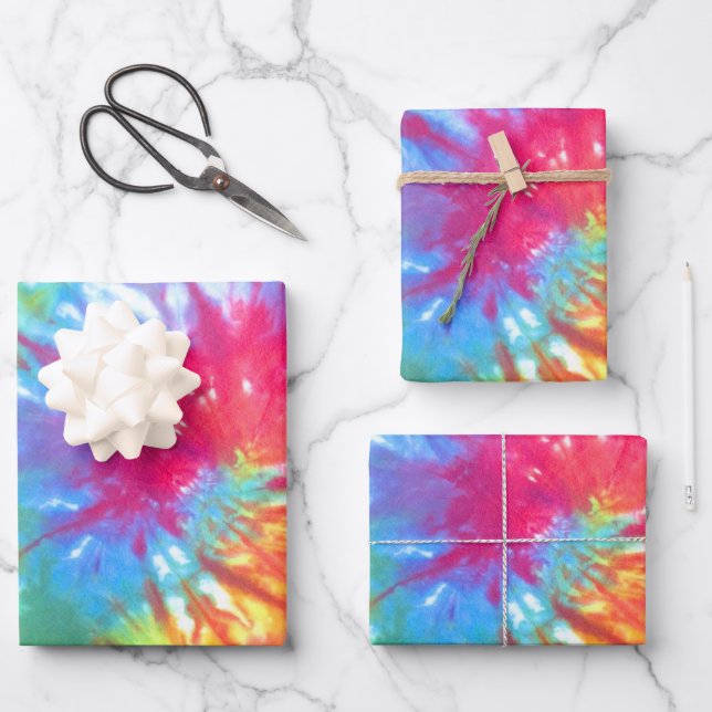 Rainbow Swirl Krawatte Dye Geschenkpapier Set (Vorderseite)