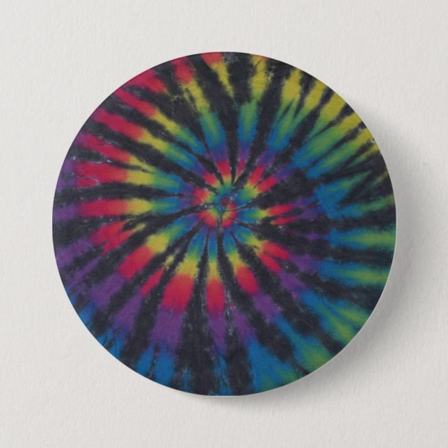 Rainbow Swirl mit Black Stripes Button (Vorderseite)