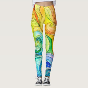 Rainbow Swirl Muster Leggings