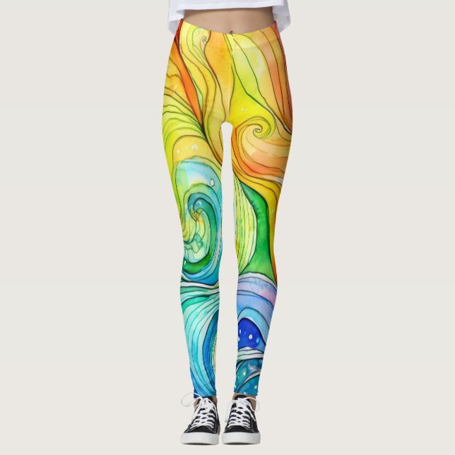 Rainbow Swirl Muster Leggings (Vorderseite)