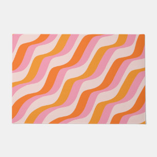 Rainbow Swirl Pink Orange Abstrakt Retro Sunshine Fußmatte