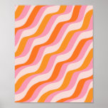 Rainbow Swirl Pink Orange Abstrakt Retro Sunshine Poster<br><div class="desc">Abstrakte Retrolinien - Abstrakter Regenbogen in Beige,  Rosa und Orange.</div>