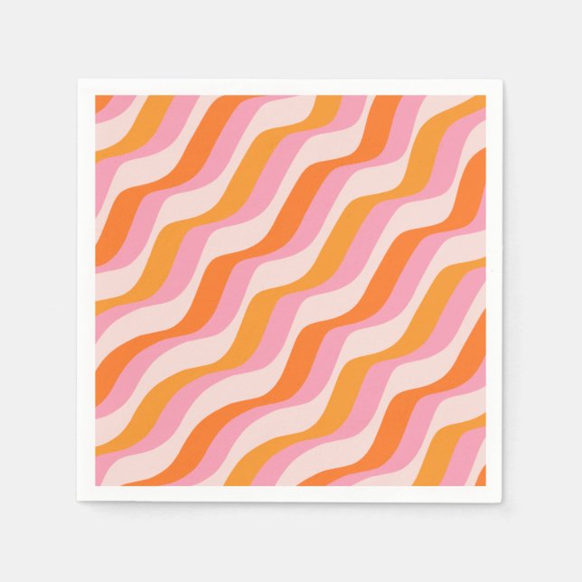 Rainbow Swirl Pink Orange Abstrakt Retro Sunshine Serviette (Vorderseite)