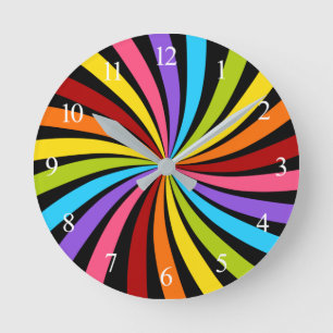 Rainbow Swirl Runde Wanduhr