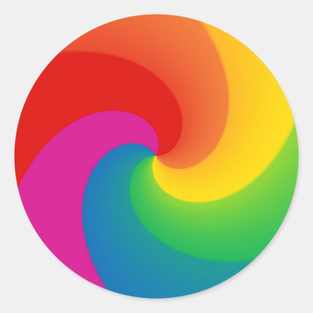 Rainbow Swirl Runder Aufkleber (Vorderseite)