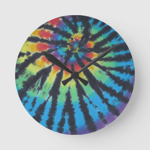 Rainbow Swirl Spiral Gefärbte Krawatte PhatDyes Runde Wanduhr