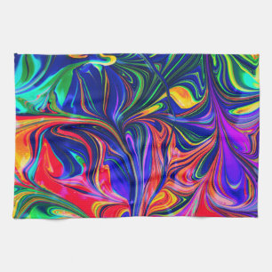 Rainbow Swirl Trippy Glow Stick Geschirrtuch