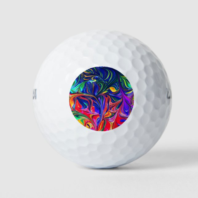 Rainbow Swirl Trippy Glow Stick Golfball (Vorderseite)