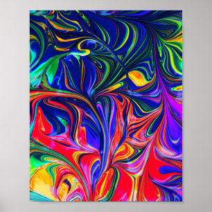 Rainbow Swirl Trippy Glow Stick Poster