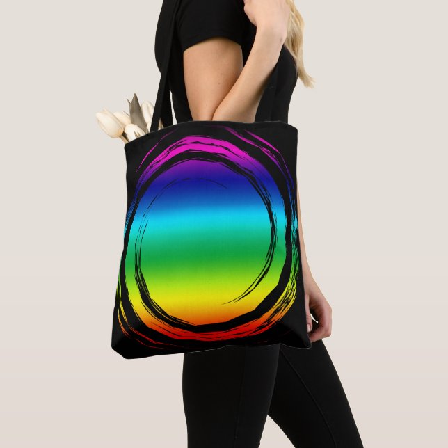 Rainbow Swirling Circle on Black Tasche (Von Nahem)