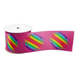 Rainbow Swirling Polka Dots Circles Satinband