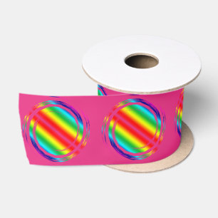 Rainbow Swirling Polka Dots Circles Satinband