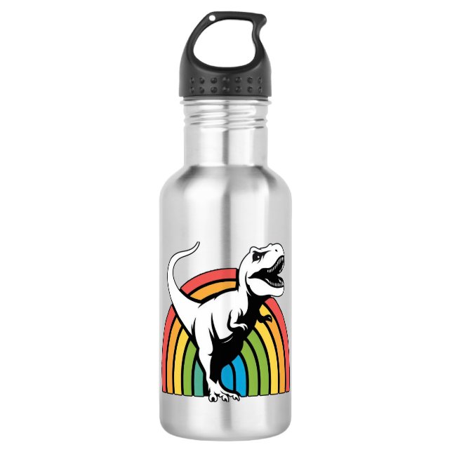 Rainbow T Rex Edelstahlflasche (Vorderseite)