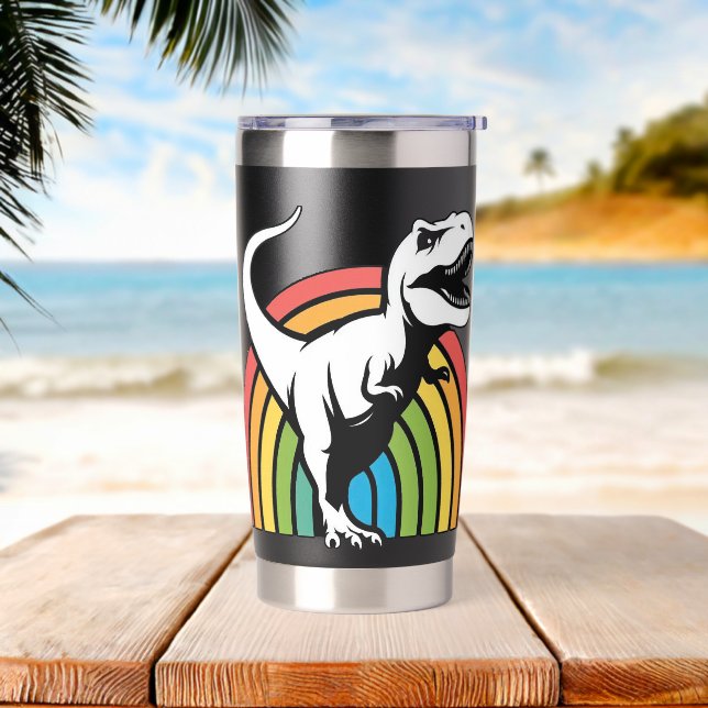 Rainbow T Rex Thermobecher (Strand)