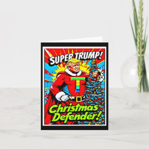 Rainbow T Super Trump Christmas Defender - Vintag Karte