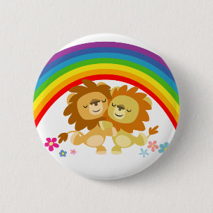 Rainbow Tango-Niedliche Cartoon Löwen Button Abzei