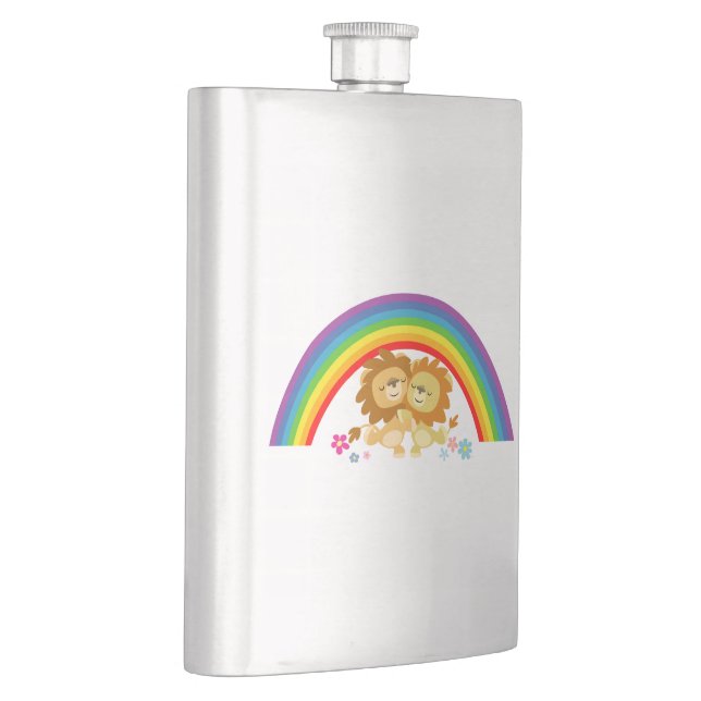 Rainbow Tango-Niedlicher Cartoon Lions Classic Fla Flachmann (Rechts)