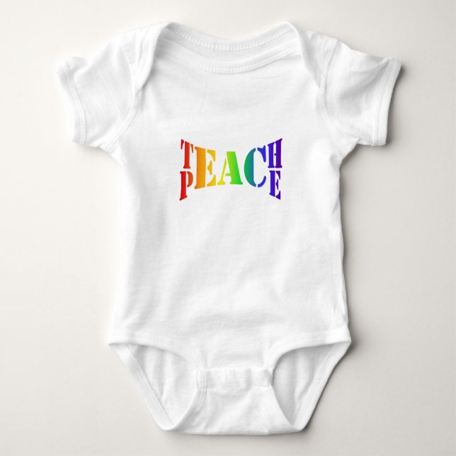 Rainbow Teach Peace Baby Strampler (Vorderseite)
