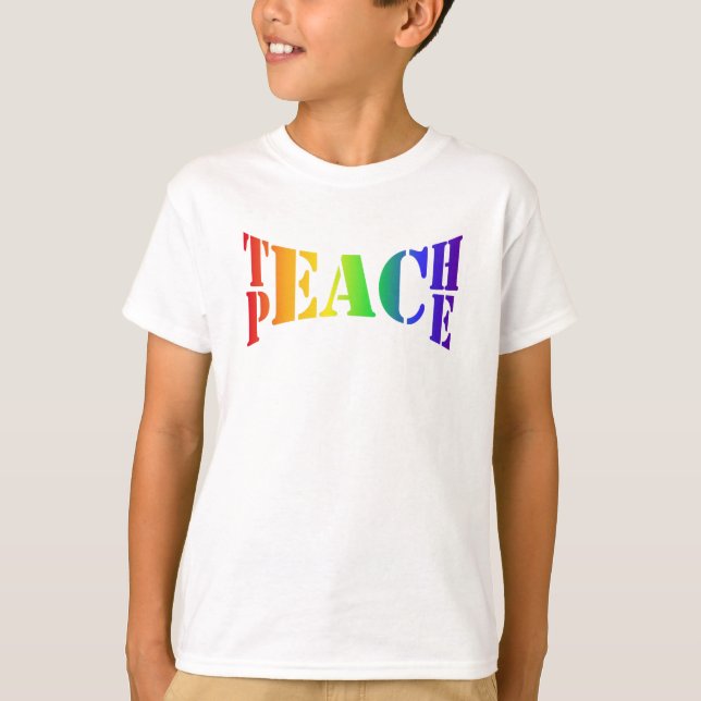 Rainbow Teach Peace Boys' T-Shirt (Vorderseite)