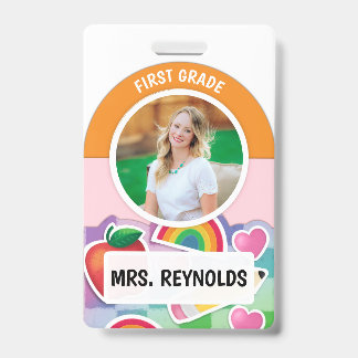 Rainbow Teacher Name Foto ID Abzeichen Ausweis