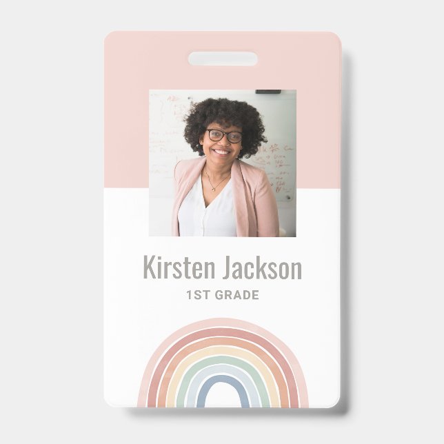 Rainbow Teacher Name Foto ID Abzeichen Ausweis (Vorderseite)