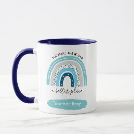 Rainbow Teacher Tasse Boho Blue Personalisiert