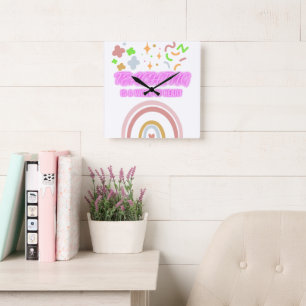 Rainbow Teaching ist ein Werk des Herzens Quadratische Wanduhr