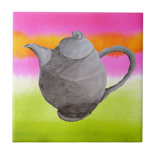 Rainbow Teapot arty tea party Fliese