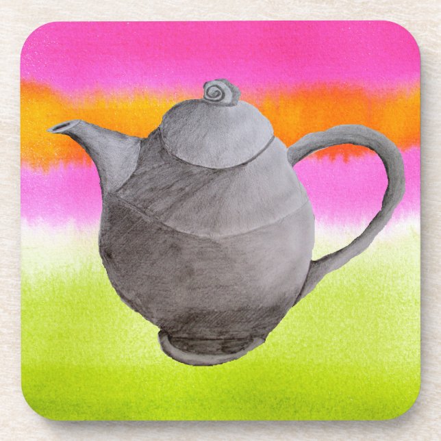 Rainbow Teapot arty tea party Getränkeuntersetzer (Vorderseite)