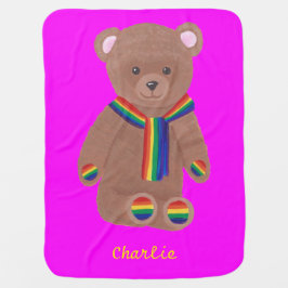 Rainbow Teddy Bear Personalisiert Baby Blankes Babydecke