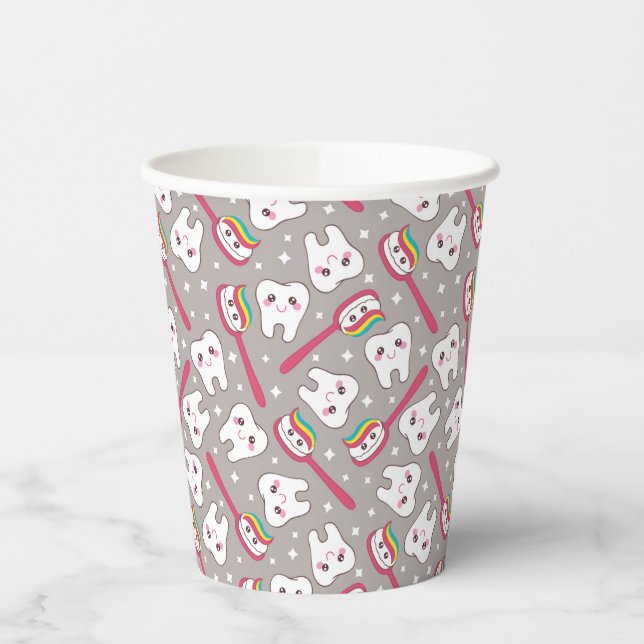 Rainbow Teeth Pattern Pappbecher (Links)