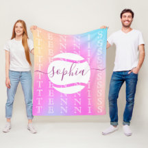 Rainbow Tennis Typografie Ball & Girl Players Kind