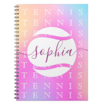 Rainbow Tennis Typography Ball & Girl Players Kids
