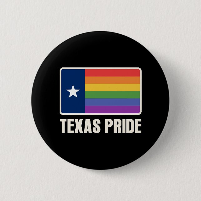 Rainbow Texas Flag Design für stolze LGBT+ Texaner Button (Vorderseite)