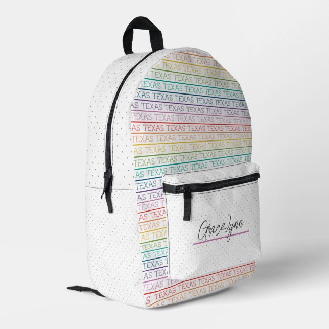 Rainbow Texas, Texas, Texas Bedruckter Rucksack (Rückseitige Ecke links)
