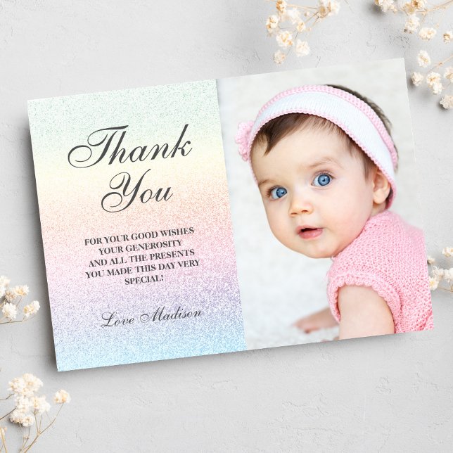 Rainbow Thank You Cartes Parties scintillant Photo (Créateur téléchargé)