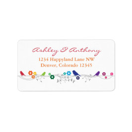 Rainbow Theme Birds Blume Hochzeit Rücksendeadress Adressaufkleber