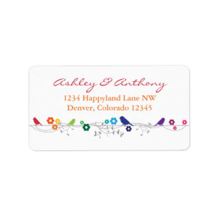 Rainbow Theme Birds Blume Hochzeit Rücksendeadress Adressaufkleber