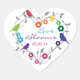 Rainbow Theme Birds Blume Hochzeit Umschlag Aufkle Herz-Aufkleber